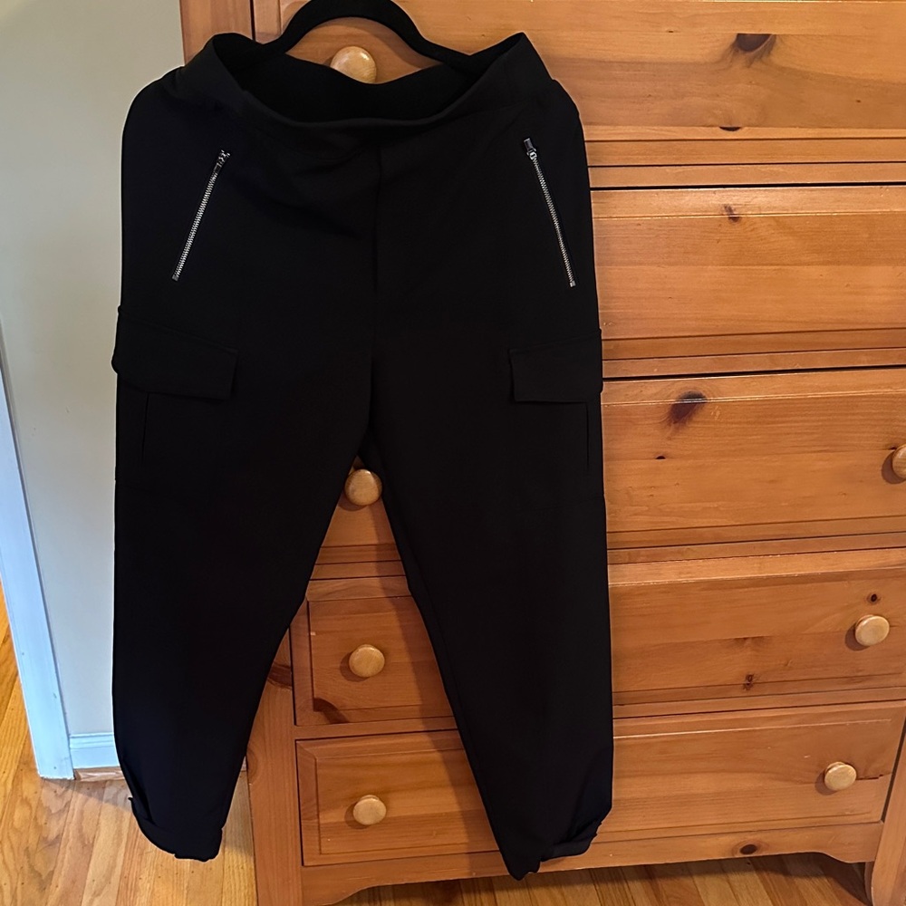 Athleta Black Joggers with Zipper Details